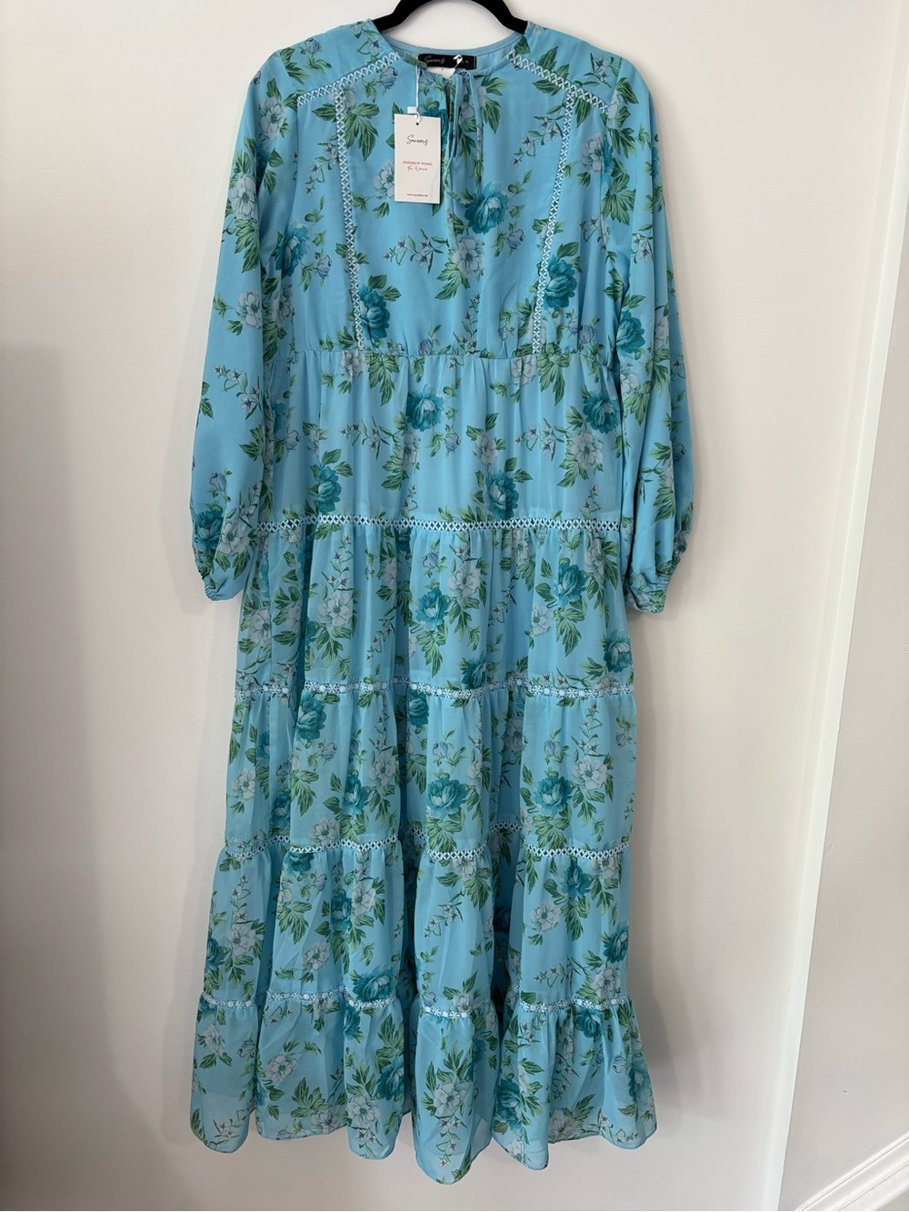 Blue Floral Tiered Maxi Dress